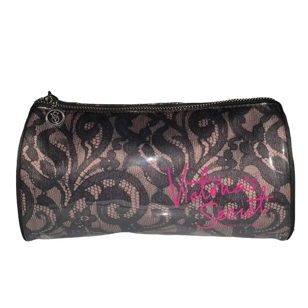 Victoria’s Secret Glossy Makeup Lace Bag Black and Nude